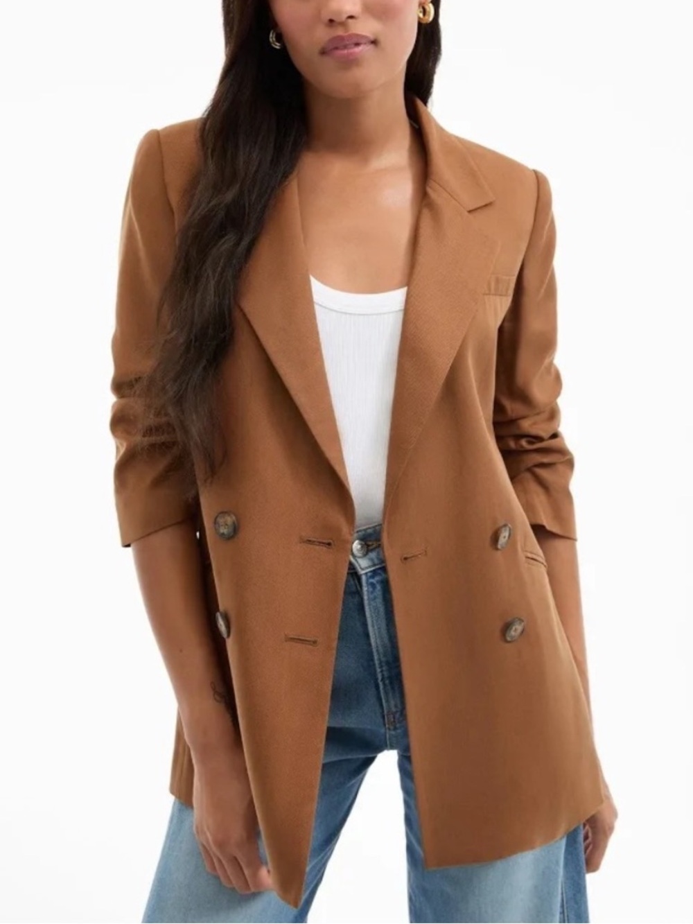 Veronica Beard Rupert Double-Breasted Camel Brown Blazer
